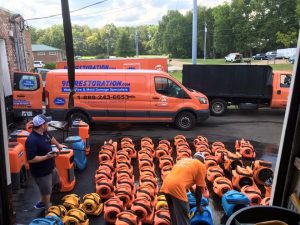 Equipment Being Prepped For A Sewage Cleanup Job